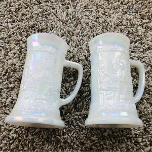 1960s USA FEDERAL GLASS Pearl Lustreware Milk Glass Stein  translucent 2 MCM